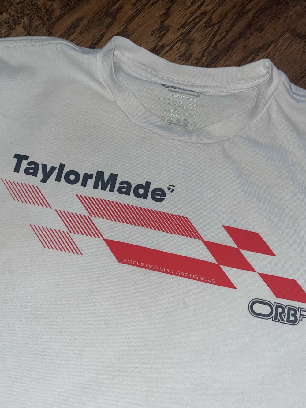 TaylorMade Oracle Red Bull Racing F1 T-Shirt Mens Large White Cotton Made in USA